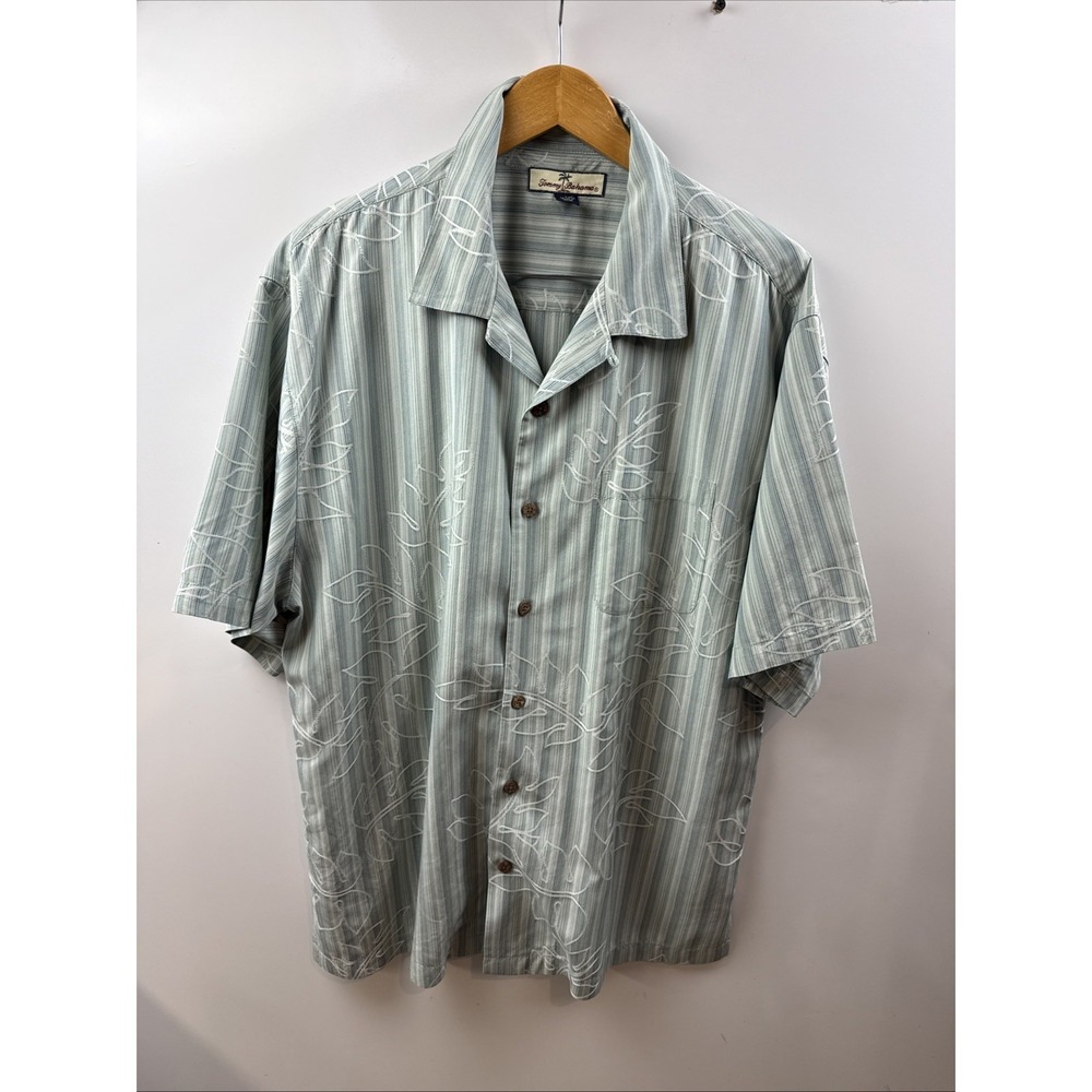 Men's Shirt Tommy Bahama Size‎ L Short Sleeve Button Down 100% Silk